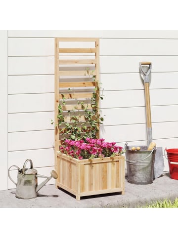 COSTWAY Blumenkasten mit Rankgitter 123 cm in Beige