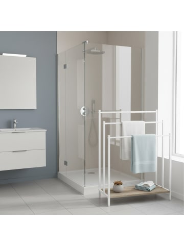 relaxdays Handtuchständer in Natur/ Weiß - (B)60 x (H)81 x (T)28 cm