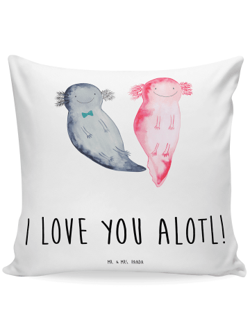 Mr. & Mrs. Panda Zier Kissen Axolotl Liebe mit Spruch in Weiß