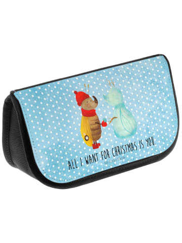 Mr. & Mrs. Panda Kulturbeutel Nachtfalter Schneemann mit Spruch in Eisblau