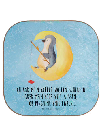 Mr. & Mrs. Panda gläseruntersetzer Pinguin Mond mit Spruch in Eisblau