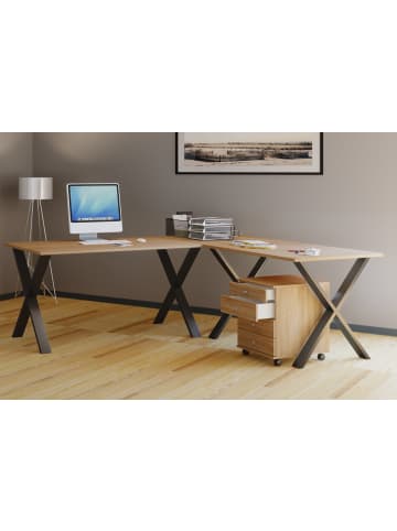 ebuy24 Schreibtisch Lona Schwarz 220 x 80 cm