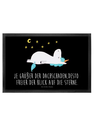 Mr. & Mrs. Panda Bodenvorleger Einhorn Sternenhimmel mit Spruch in Schwarz