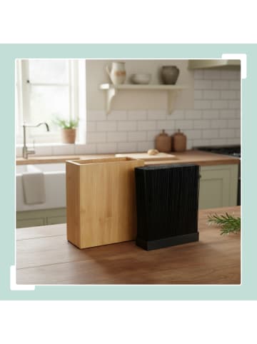 relaxdays Messerblock in Natur/ Schwarz - (B)23 x (H)26 x (T)11,5 cm