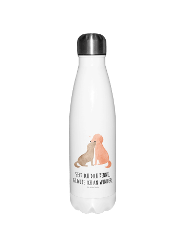 Mr. & Mrs. Panda Thermosflasche Hunde Liebe mit Spruch in Weiß