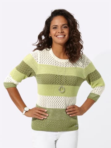 WITT WEIDEN Ajourpullover in schilf-ecru-geringelt