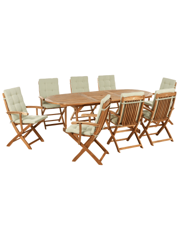 Beliani 17-tlg Gartentisch Set MAUI PREMIUM in Braun/Grün