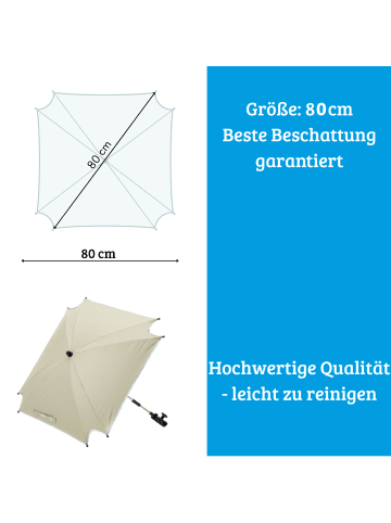 fillikid Sonnenschirm XL Exklusiv Sonnenschutz für Kinderwagen & Buggy in Natur