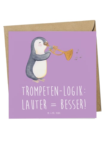 Mr. & Mrs. Panda Grußkarte Trompeten Weisheit mit Spruch in Lavendeltraum