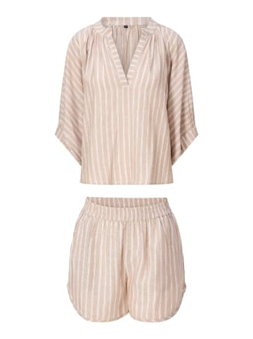 Linga Dore & shorts Top in Dark beige stripe