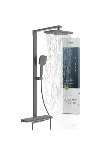 Franz Joseph Schütte HAWAII Überkopfbrause-Set, Graphit matt, mit Thermostatarmatur