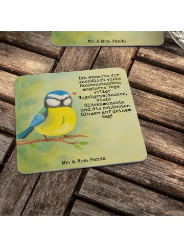 Mr. & Mrs. Panda Tischuntersetzer Vogel Blaumeise Design mit Spruch in Weiß