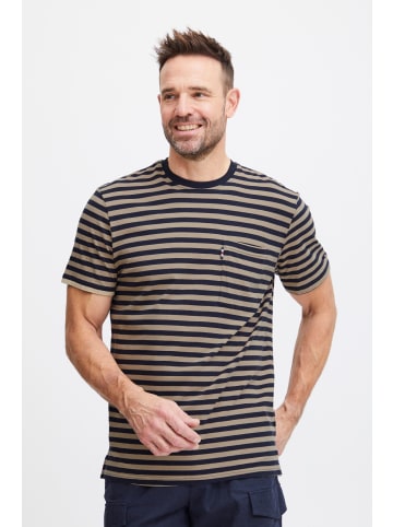FQ1924 T-Shirt FQTom SS stripe linnen blend tee in Beige