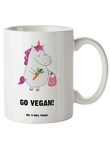 Mr. & Mrs. Panda Steinguttasse Einhorn Vegan mit Spruch in Weiß