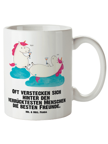Mr. & Mrs. Panda Henkeltasse Einhorn Sekt mit Spruch in Weiß