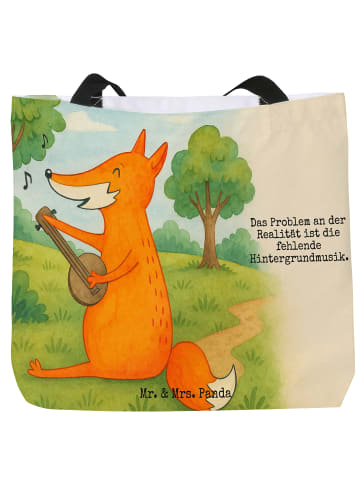 Mr. & Mrs. Panda Shopper Tasche Fuchs Gitarre Design mit Spruch in Weiß