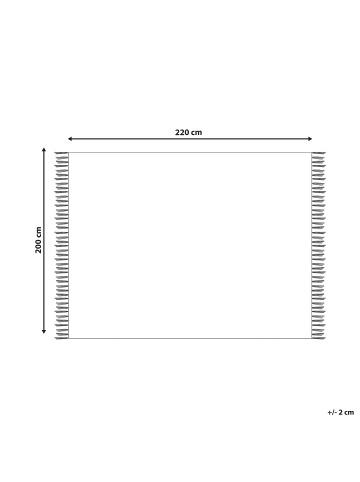 Beliani Kuscheldecke CHACK in Grau/Schwarz - (W) 200 x (H) 1 x (L) 220 cm