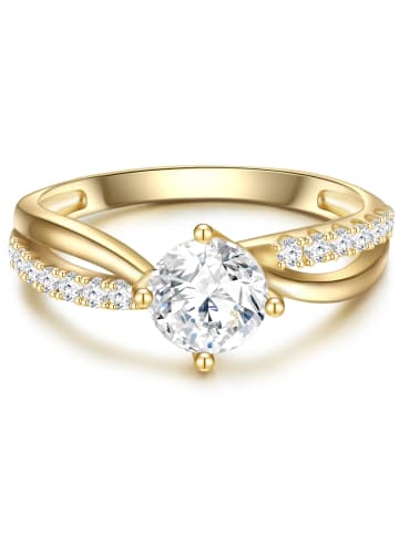 Trilani Ring Sterling Silber gelbgold Zirkonia weiß in gelbgold