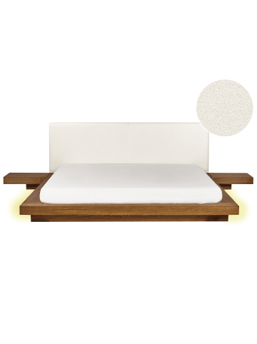 Beliani Doppelbett ZEN in Braun/Weiß - (W) 328 x (H) 86 x (L) 229 cm