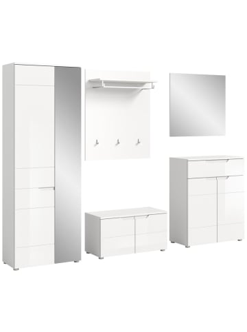 ebuy24 Garderobenmöbel Solero (5-teilig) Weiß 258 x 37 cm