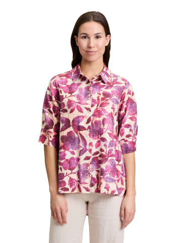 CARTOON Leinenbluse mit Kragen in Cream/Dark Pink