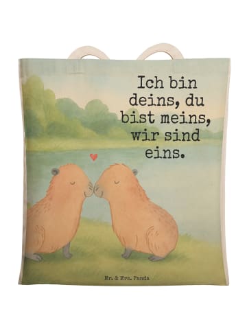 Mr. & Mrs. Panda Einkaufstasche Capybara Liebe Design mit Spruch in Weiß