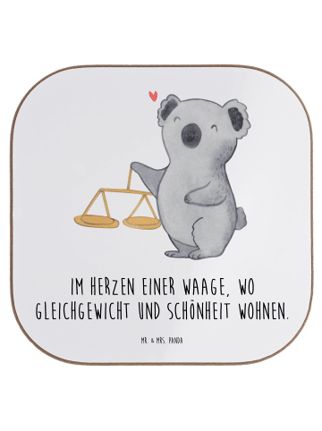 Mr. & Mrs. Panda Untersetzer Tasse Waage Astrologie mit Spruch in Weiß