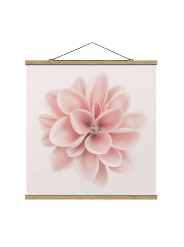 WALLART Stoffbild - Dahlie Rosa Pastell Blume Zentriert in Rosa