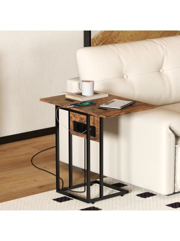 HOMCOM Beistelltisch-39L x 29B x 57H cm-Rustikal-Braun