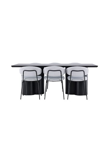 ebuy24 Essgruppe Olivia (7-teilig) Boucle, schwarz 100 x 210 cm
