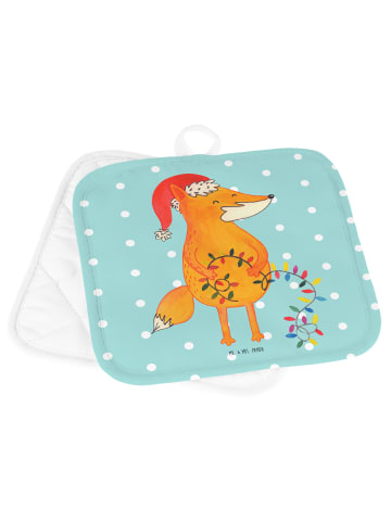 Mr. & Mrs. Panda Topfuntersetzer Fuchs Weihnachten ohne Spruch in Türkis Pastell