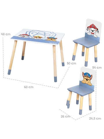 roba Kindersitzgruppe Paw Patrol, 2 Stühle & Tisch, Holz weiß