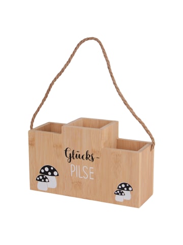 UNUS UNUS Flaschenhalter Glückspilze Holz Bambus 3 Flaschen Geeschenkidee in Natur