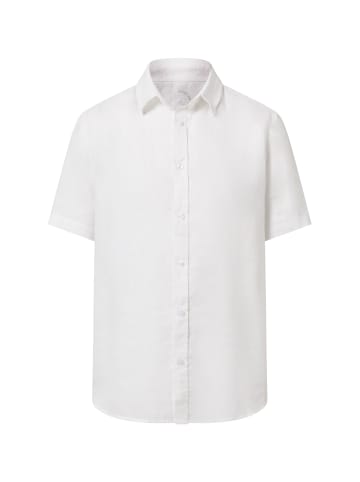 CASH-MERE.CH Leinen Hemd Kurzarm in Weiss