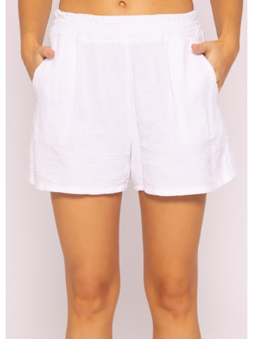 SASSYCLASSY Musselin Shorts mit Leo-Print in Weiß
