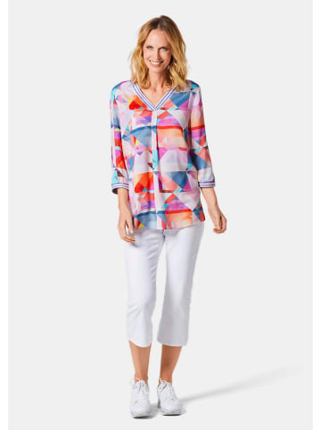 GOLDNER Viskose-Tunika mit 3/4-Arm und multicolorem Druck in koralle / gemustert