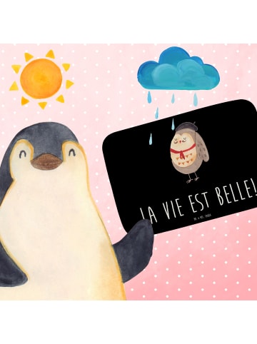 Mr. & Mrs. Panda Duschmatte Eule Frankreich mit Spruch in Schwarz