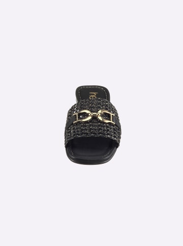 Heine Pantolette in schwarz-goldfarben