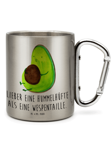 Mr. & Mrs. Panda Karabiner Becher Avocado Pfeifen mit Spruch in Silber