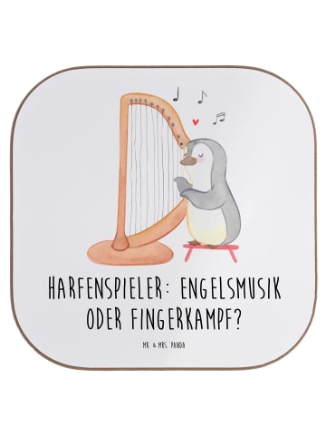 Mr. & Mrs. Panda Untersetzer Harfe Melodien mit Spruch in Weiß