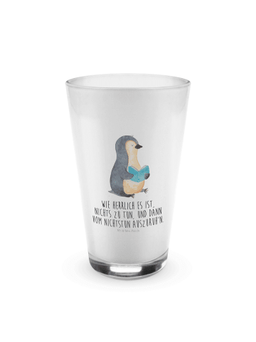 Mr. & Mrs. Panda Latte Macchiato Glas Pinguin Buch mit Spruch in Transparent