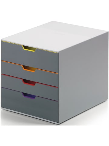 Durable Schubladenbox Varicolor 4 4 Fächer 2 Fachhöhen grau/farbiger Verlauf