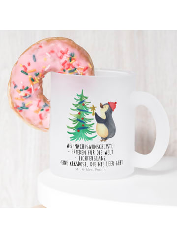 Mr. & Mrs. Panda Teetasse Pinguin Weihnachtsbaum mit Spruch in Transparent