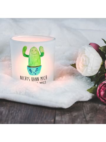 Mr. & Mrs. Panda Windlicht Kaktus Happy mit Spruch in Transparent