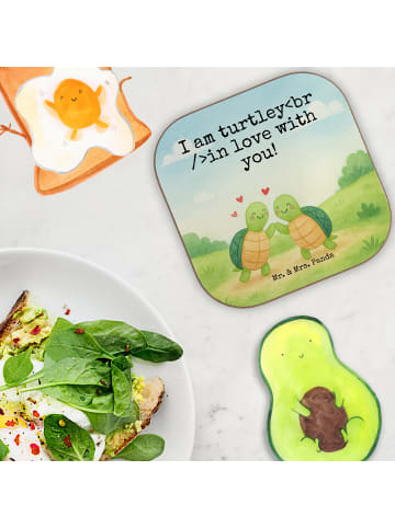 Mr. & Mrs. Panda Bierdeckel Schildkröten Paar Design mit Spruch in Weiß