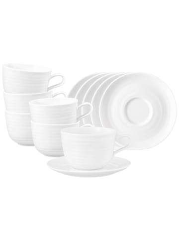 Seltmann Weiden 6er Set Milchkaffeetassen mit Untertassen Terra 400 ml in Weiß