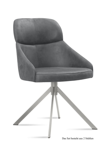 58 aufm Kessel ESSZIMMERSTUHL (2er-Set) Dounia 52x82x63 Edelstahl/Grau