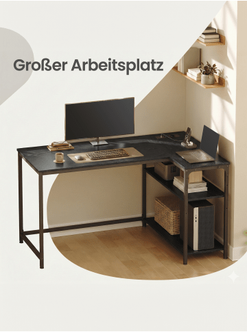 VASAGLE Computertisch Barnet in Schwarz - (B)120 x (H)76 x (T)80 cm