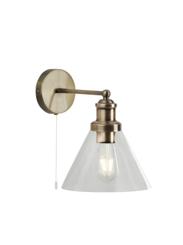 Licht-Erlebnisse Wandlampe (B)19 x (H)25 cm in Messing Antik Klar/Transparent