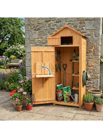 relaxdays Gartenschrank in Orange - (B)75 x (H)180,5 x (T)50 cm